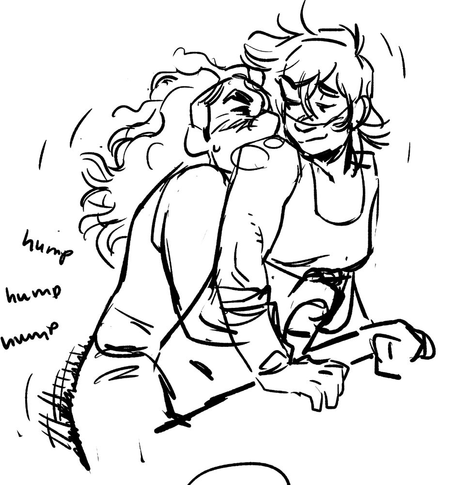 dina humps ellie vigorously from behind, arms wrapped around her waist. ellie looks back at her in amusement.