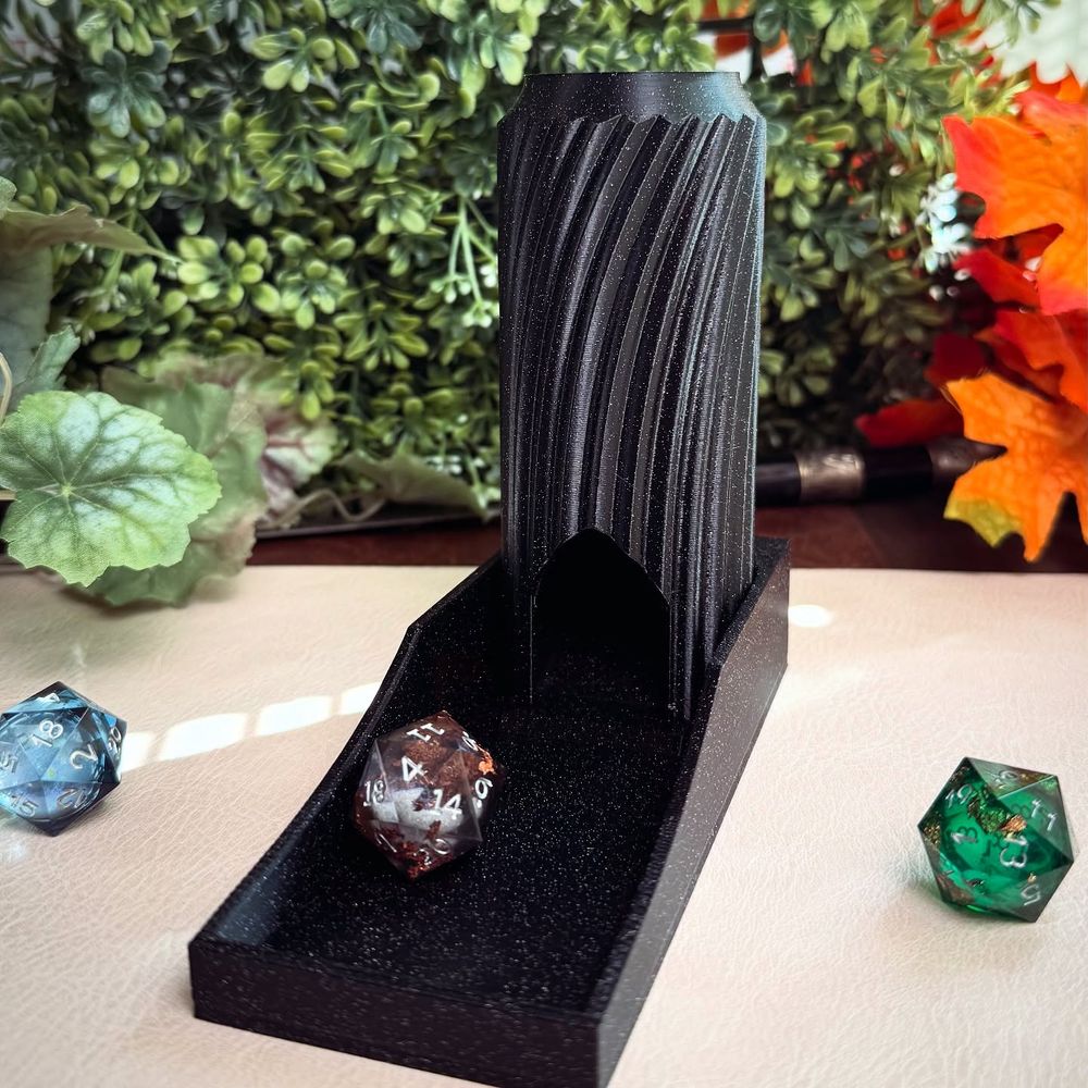 New mini spiral dice tower color... galaxy black #dnd #dungeonsanddragons #dice #dicetower #small...