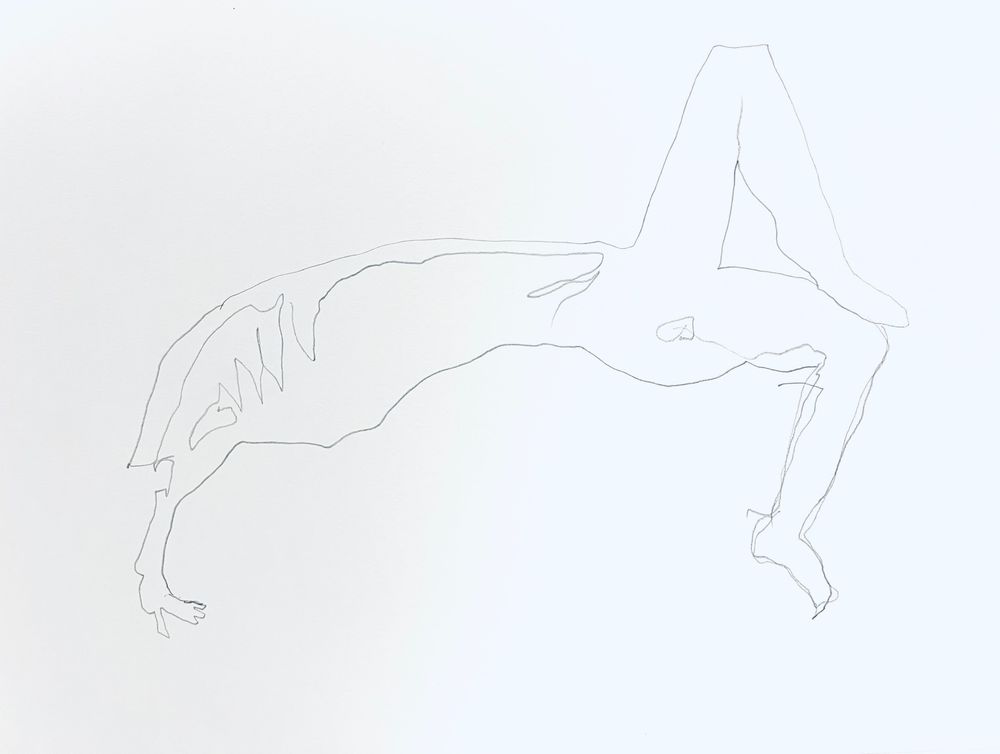 Drawing made with my unaccustomed hand as part of an art challenge. 