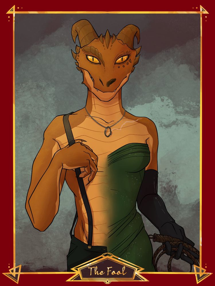 the tarot card The Fool, Mac/Maya with both sides of their life