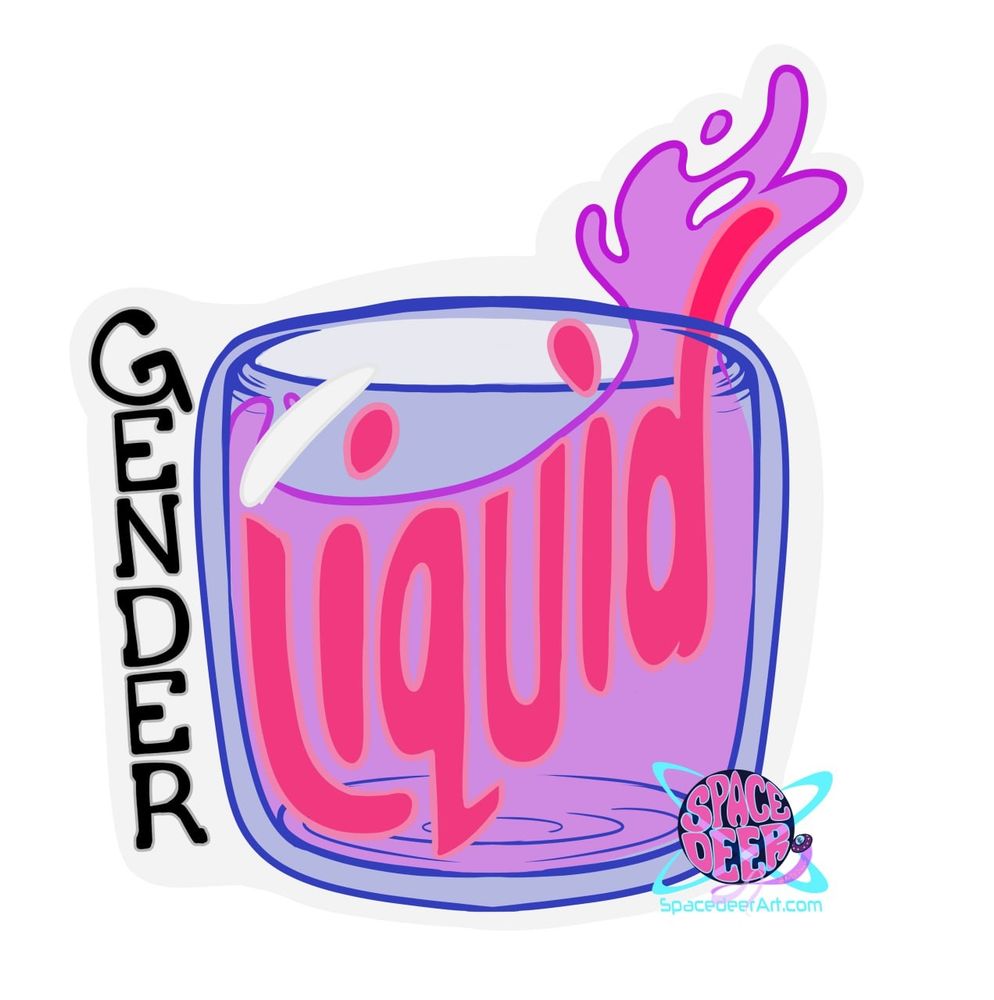 A cute cup of gender liquid splashing out of the cup 