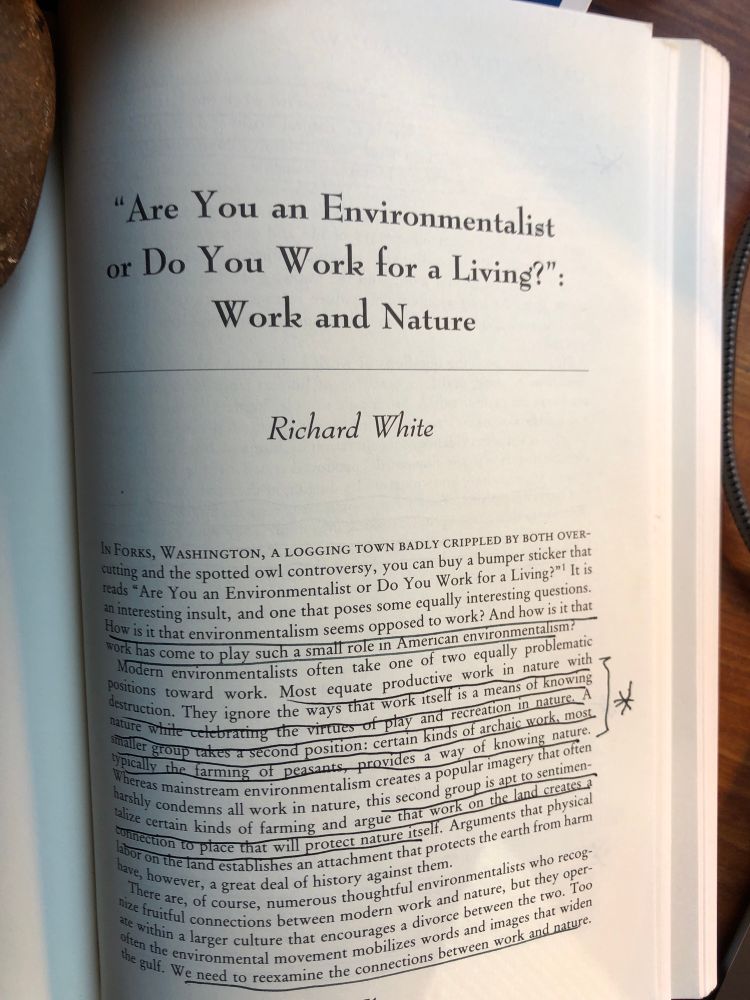 Richard White’s class essay, “‘Are You An Environmentalist or Do You Work for a Living’l