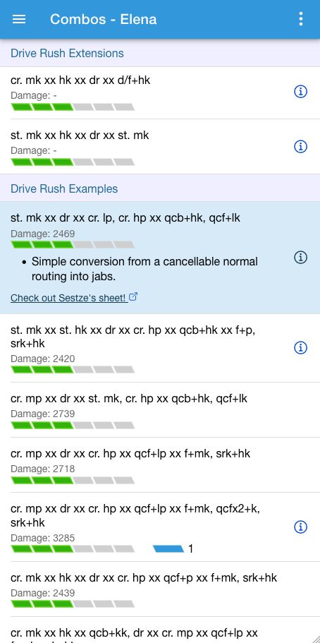 Combo examples for Elena
