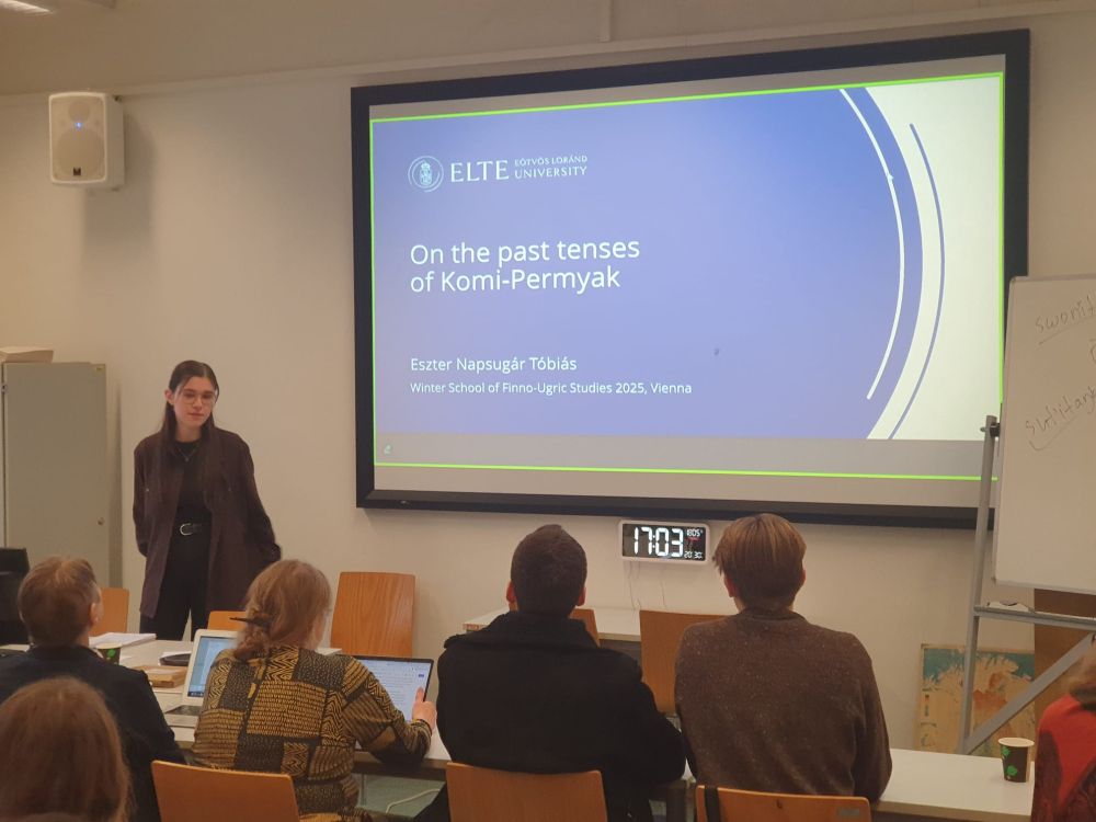 Eszter Napsugár Tóbiás (ELTE, Budapest) giving a talk