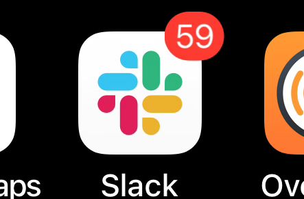 Screenshot of slack app with 59 unread messages 