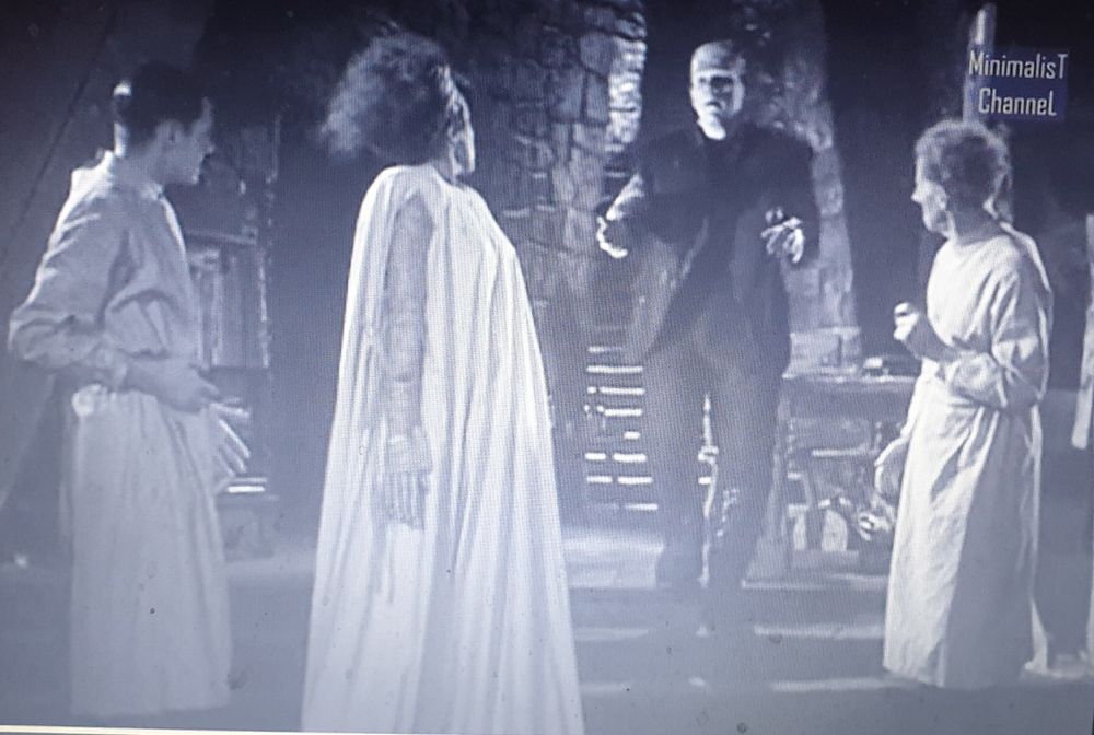 The Bride of Frankenstein, Doctor Frankenstein, Doctor Pretorius and Frankenstein's monster.