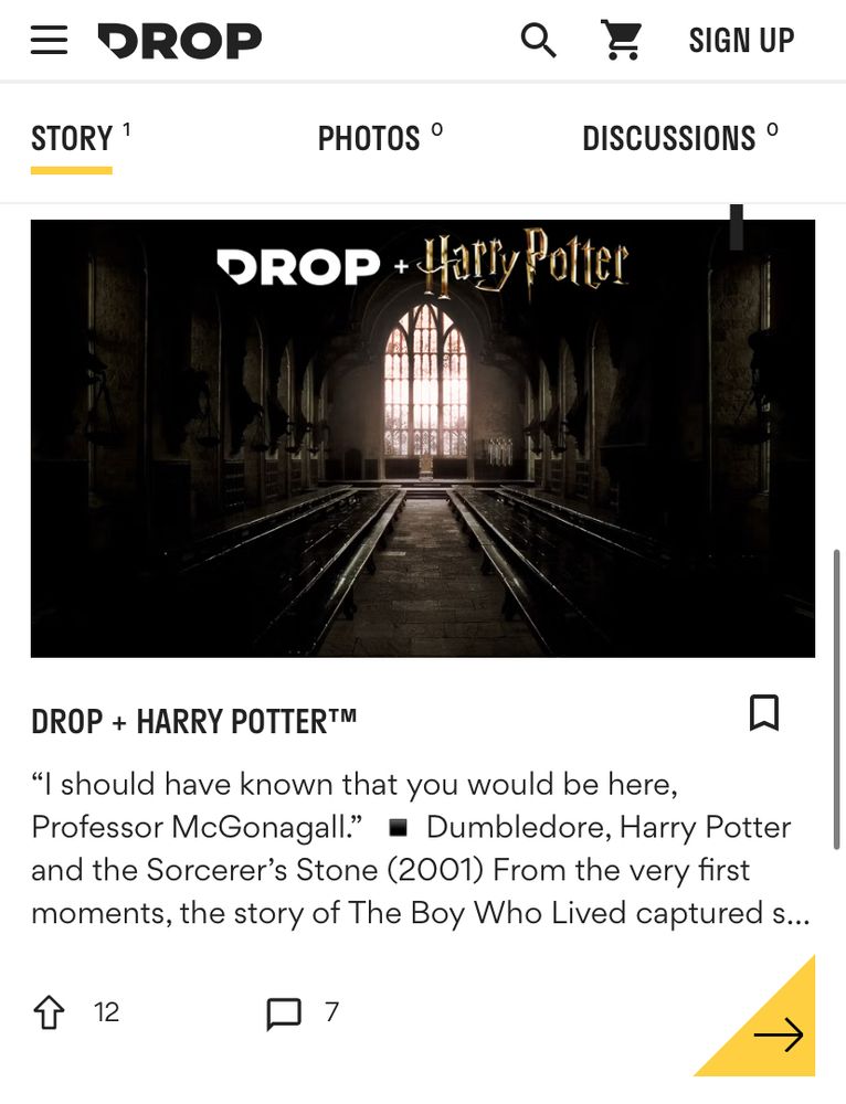 Screenshot announcing the Drop x Harry Potter mechanical keyboard keycap collection. 