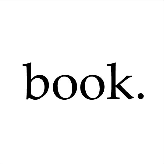 The lowercase word "book" in a fancy serif font. That is all.