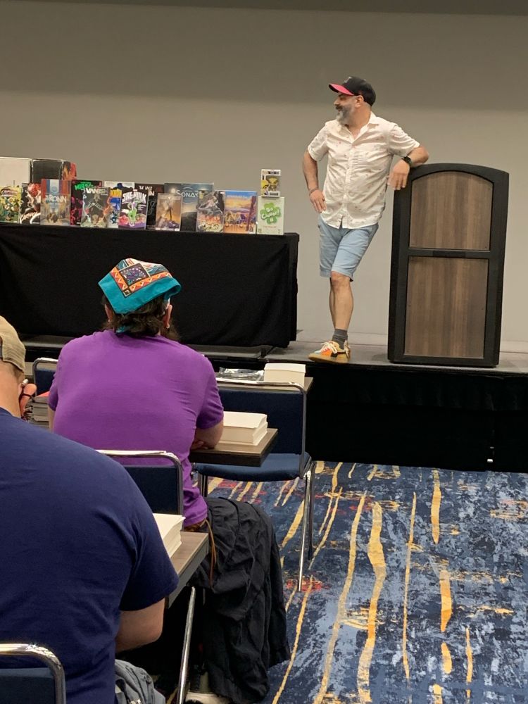 Me flapping my gums at the Last in the Stack contest I recently held in Charlotte, NC at Heroescon
