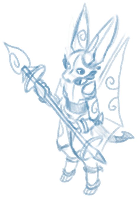 Kurett holding a spear