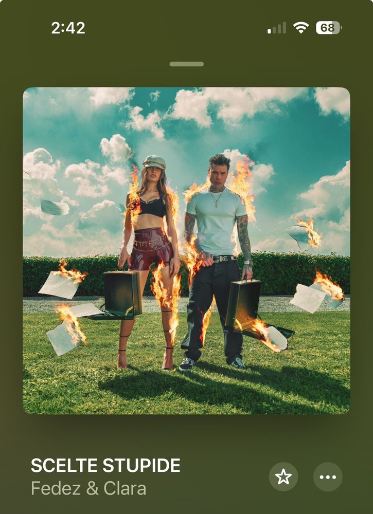 Fedez & Clara album cover 
Song is “Scelte Stupide”