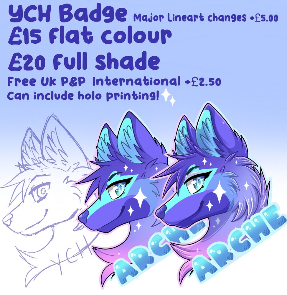A preview of a side profile sketch, flat and shaded headshot YCH
