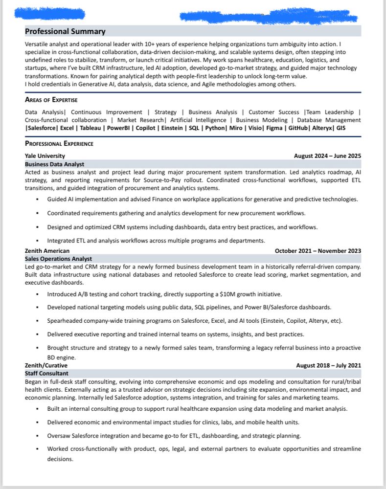 Resume page 1