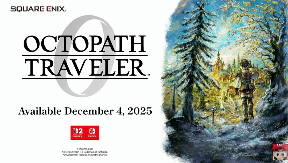 A screenshot of the Nintendo Direct announcing a new Octopath Traveler game, launching December 4th 2025