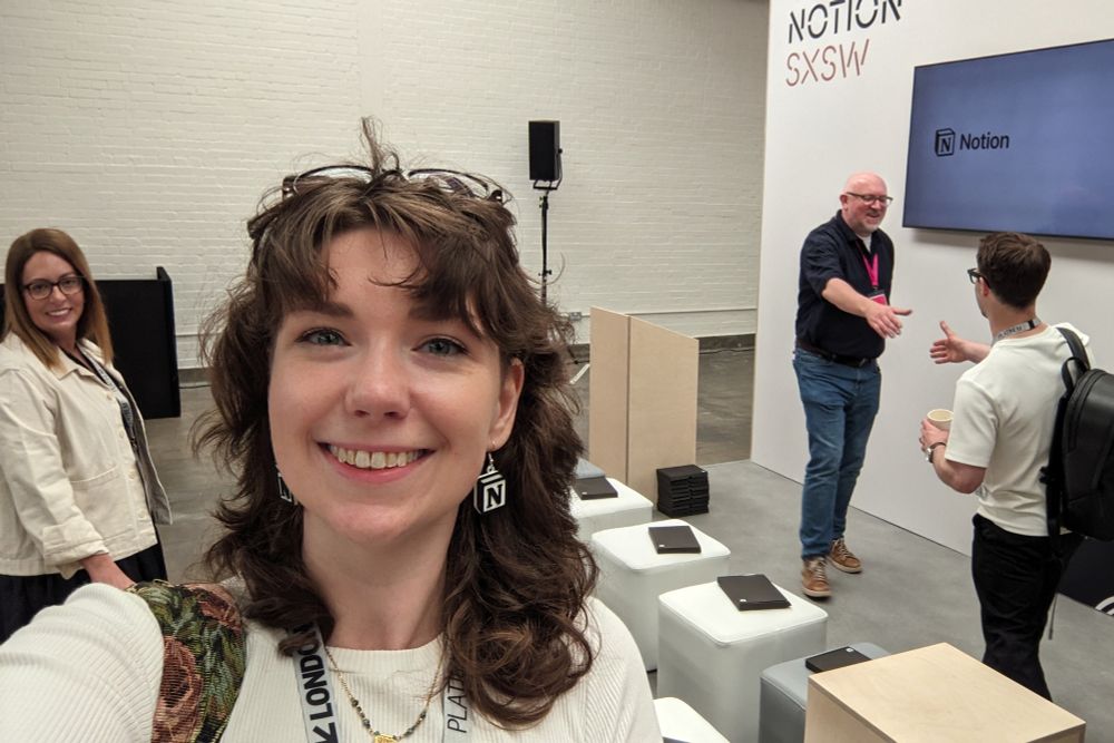 A selfie of me, taken in front of Notion's booth at SXSW.
