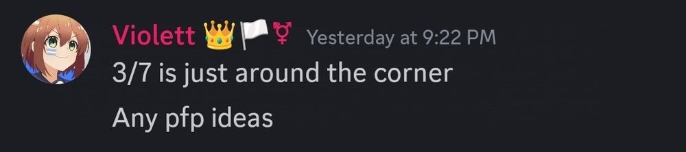 Violett: March 7th (the calendar day and Honkai: Star Rail character) is just around the corner. Any PFP ideas?