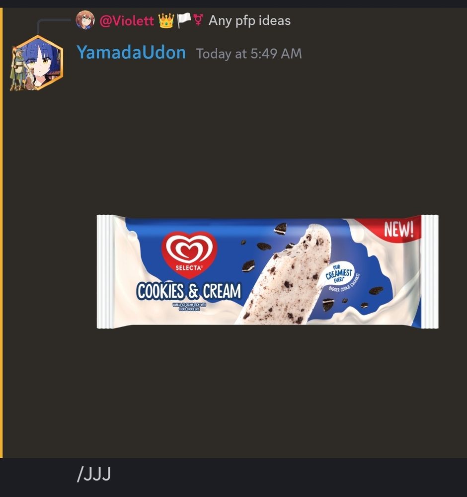 Jonathan: *jokingly shows picture of ice cream popsicle*
