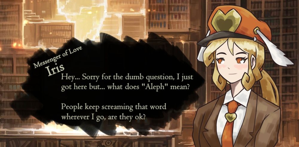 Messenger of Love: Iris.

Hey... Sorry for the dumb question, I just got here but... what does "Aleph" mean?

People keep screaming that word wherever I go, are they ok?