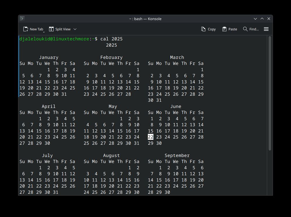 Display calendar in terminal: