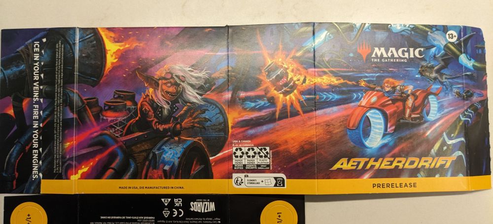 The Aetherdrift prerelease box art.