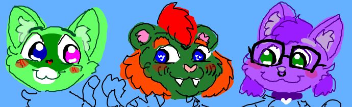 Drawn earlier today during our Twitch stream using the website/app Gartic Phone. So much fun! These characters are myself, JoJoHeartwood, and SkittlesPanda