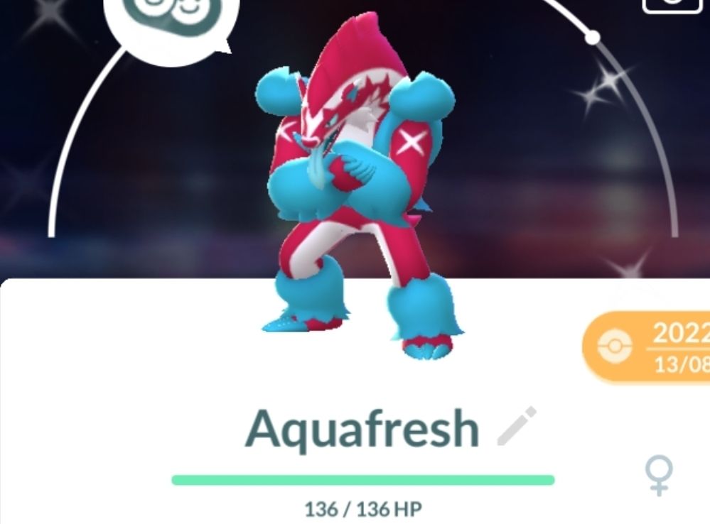 A shiny Obstagoon called Aquafresh, because it's blue, white and red like the toothpaste