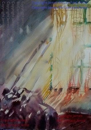 G.
Bedroom Morning Sun, watercolour, shows sun shining through lace curtains on a sleeping couple.

[Prints: https://james-mccormack.pixels.com/featured/bedroom-morning-sun-james-mccormack.html ]