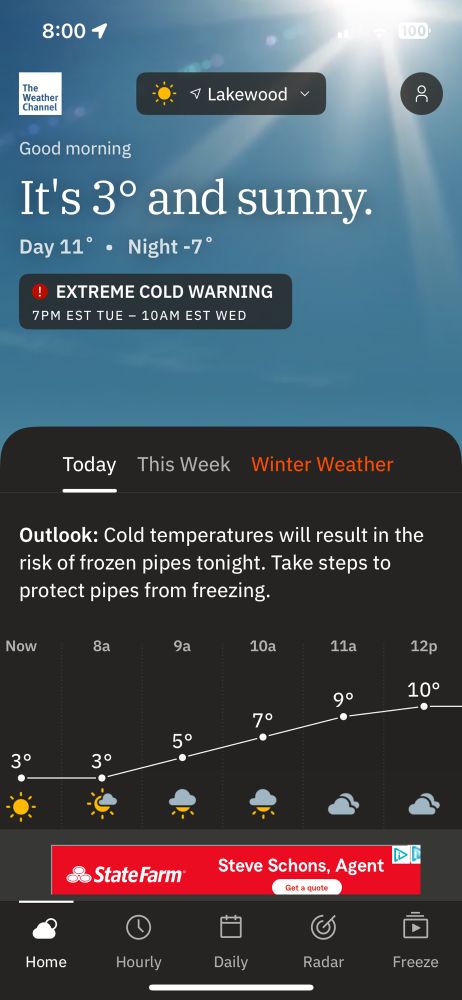 Screenshot of temperature 
