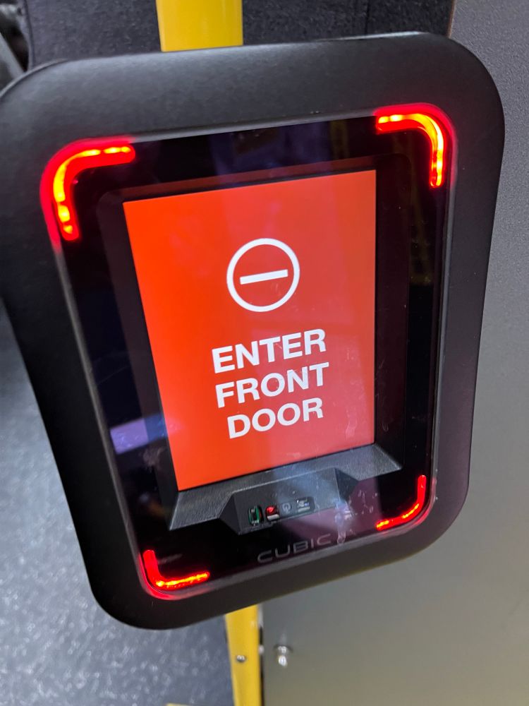 No boarding rear door of bus 