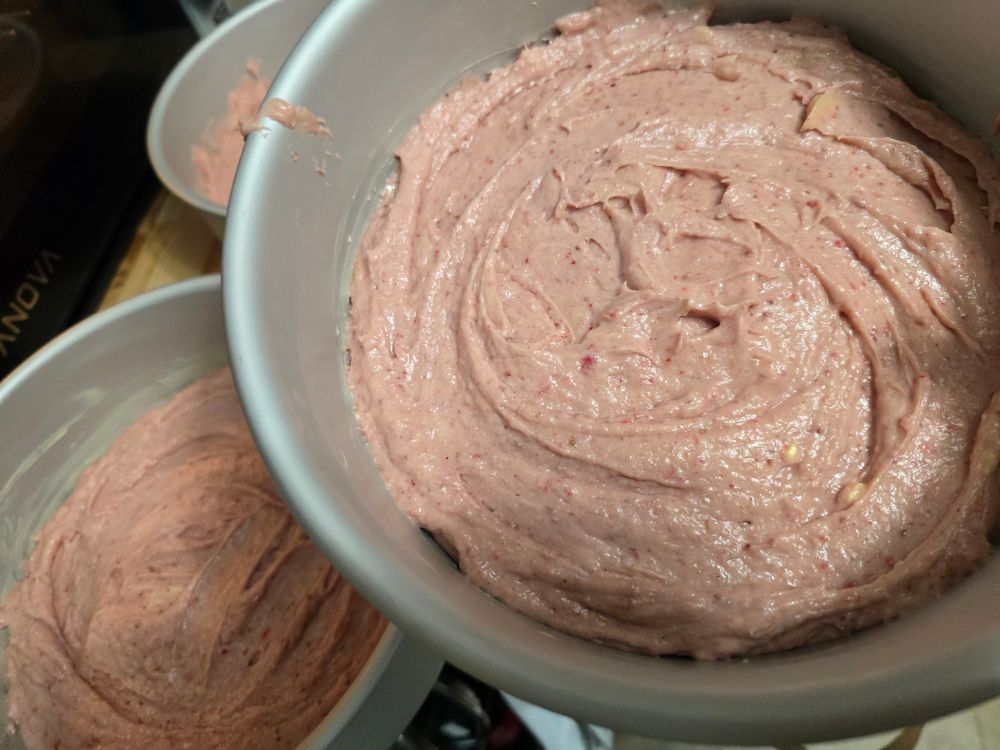 Strawberry cake batter