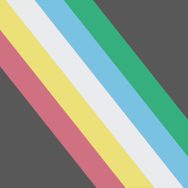 The Disability Pride Flag is a charcoal grey flag bisected diagonally from the top left corner to the lower right corner by five parallel stripes in red, pale gold, pale grey, light blue, and green.