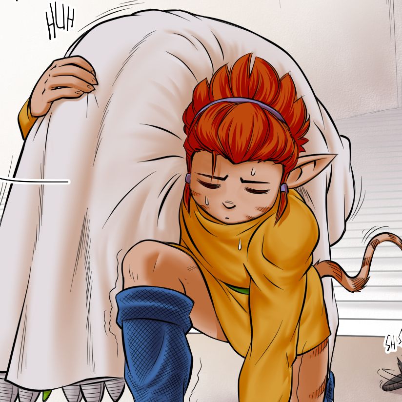 HD Snippet from my current page of my webcomic Katran.
Nirrod landed "safely" caring Kie-Pur on his shoulder.