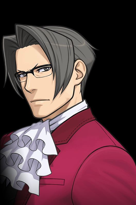 Miles Edgeworth from Ace Attorney (notably wearing glasses)
