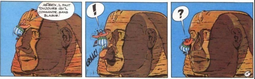 Obelix rompe il naso della sfinge.