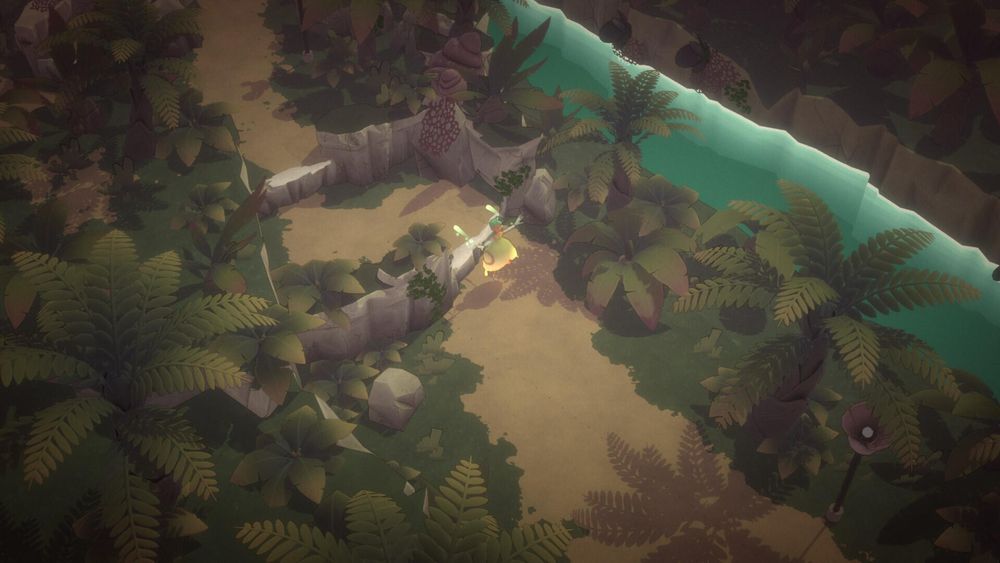 Mentari screenshot, traversing sago plantation.