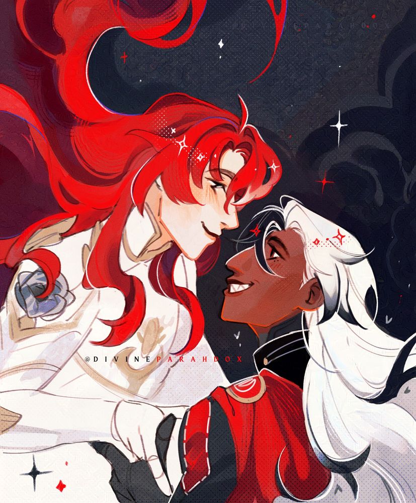 Argenti and Boothill are looking at each other lovingly. They’re from honkai star rail 
