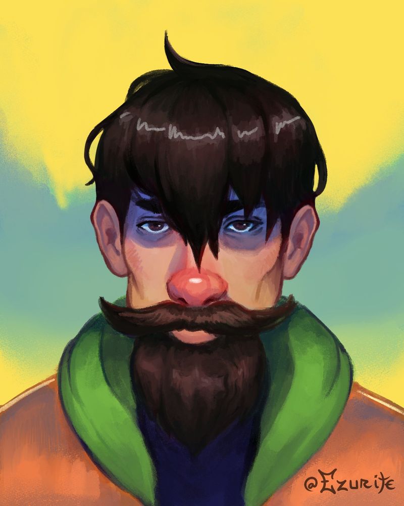 Digital painting of John from the video game "Eastward", painted by Ezurite