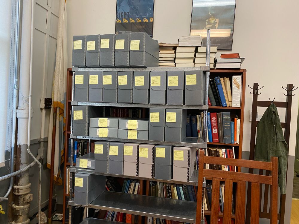 Shelf of archival boxes at Thomas Edison National Historical Park