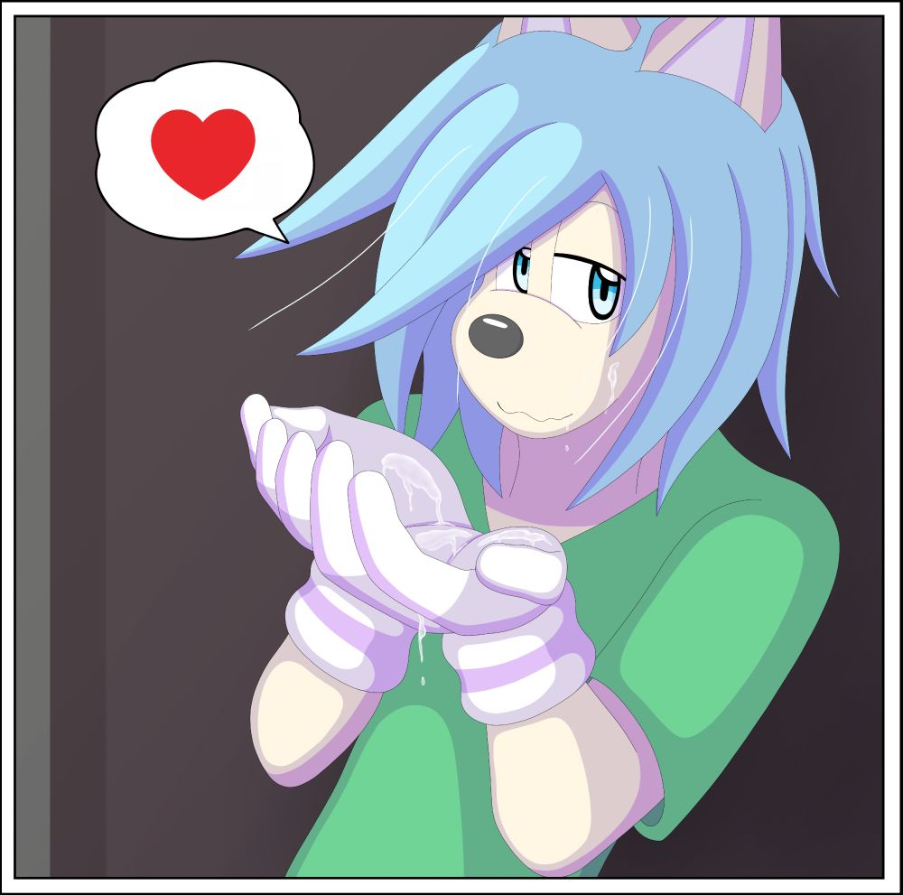 Anthro dog with blue hair swallowing cum