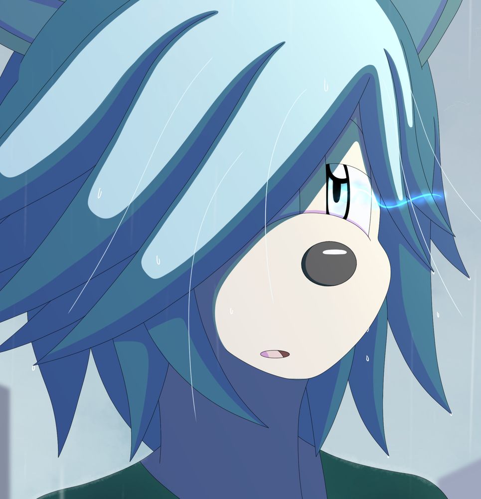 Anthro dog with blue hair