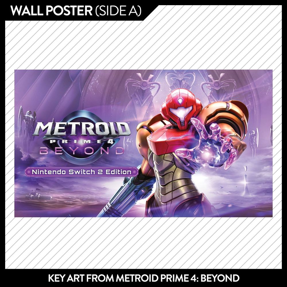 Key art from Metroid Prime 4: Beyond printed on Side A of NF #79's packed-in wall poster.