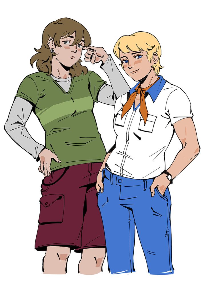 drawing of genderbent versions of shaggy and fred