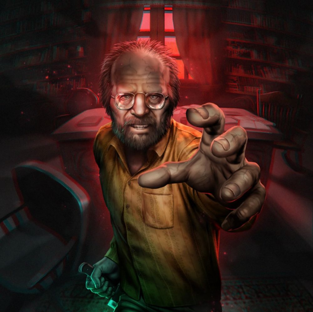 Flavor Text: His warm, friendly words are little more than lies. Behind his back, his right hand grips a knife, and his smile conceals his bloodlust.
"I won't do anything to you, promise. C'mere."

Jack Baker from Resident Evil 7: Biohazard reaching out to the screen as he pulls knife out from behind him. In RE7, Jack serves as the primary muscle behind the game’s antagonist, he was an ordinary family man before becoming possessed by a biological weapon simply referred to as “the mold”. In the context of the card pack, he’s one of Sherry’s pursuers in her nightmare.