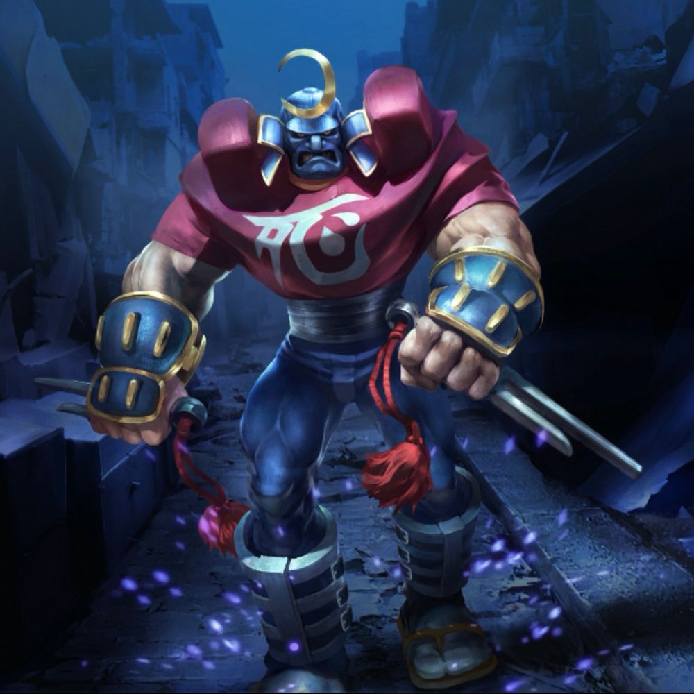 Flavor Text: While no one can question his ability with a pair of sais, they can question his ability to form a sentence in Japanese.

Sodom (Street Fighter / Final Fight), a large man in a somewhat goofy looking samurai get-up, wielding two jitte. Sodom is the 2nd boss of the original Final Fight game, being a Japan-obsessed meathead who fights you with 2 katanas. He made his playable debut in the first Street Fighter Alpha game, which is what established him as a weaboo that can’t speak Japanese to save his life.