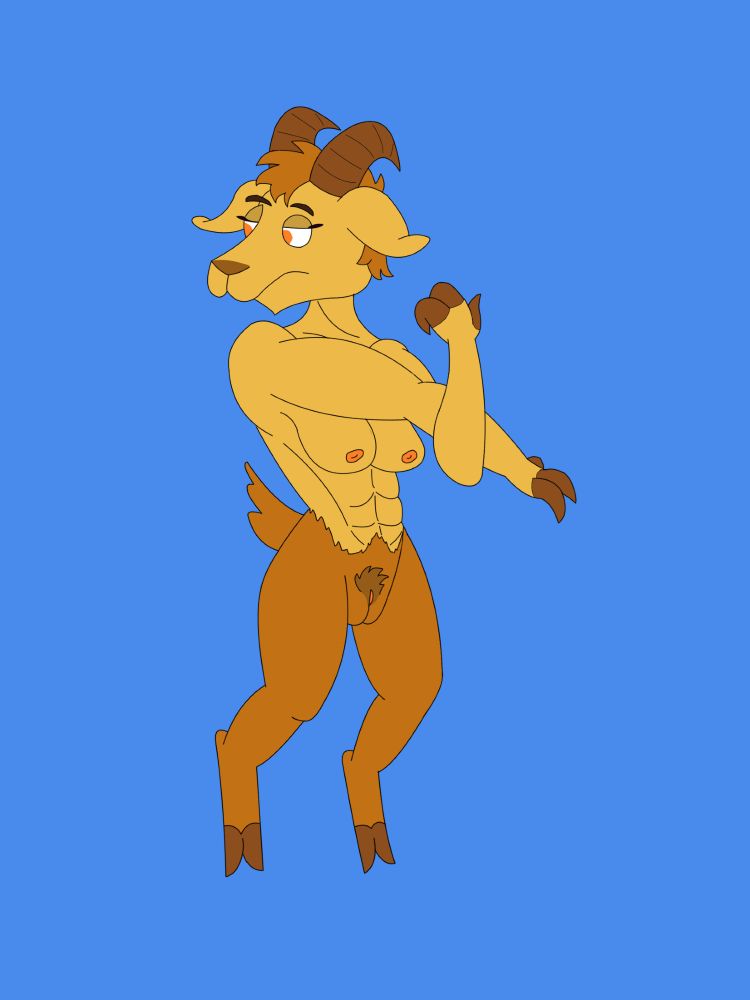 My OC Albennie 'Alba' the goat stretching in the nude