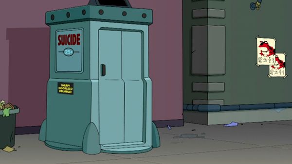 The suicide booth from the TV series Futurama.