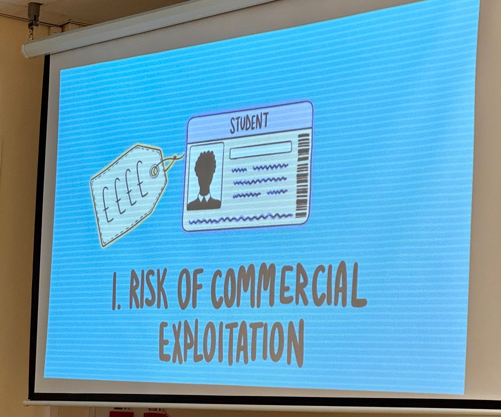 A photo from slides shown at the ‘Data Tech and Black Communities’ report launch: “what if we took stewarding children’s data seriously?”

This slide is talking about the commercial exploitation and incentives in EdTech that are not in the best interests of the child 
