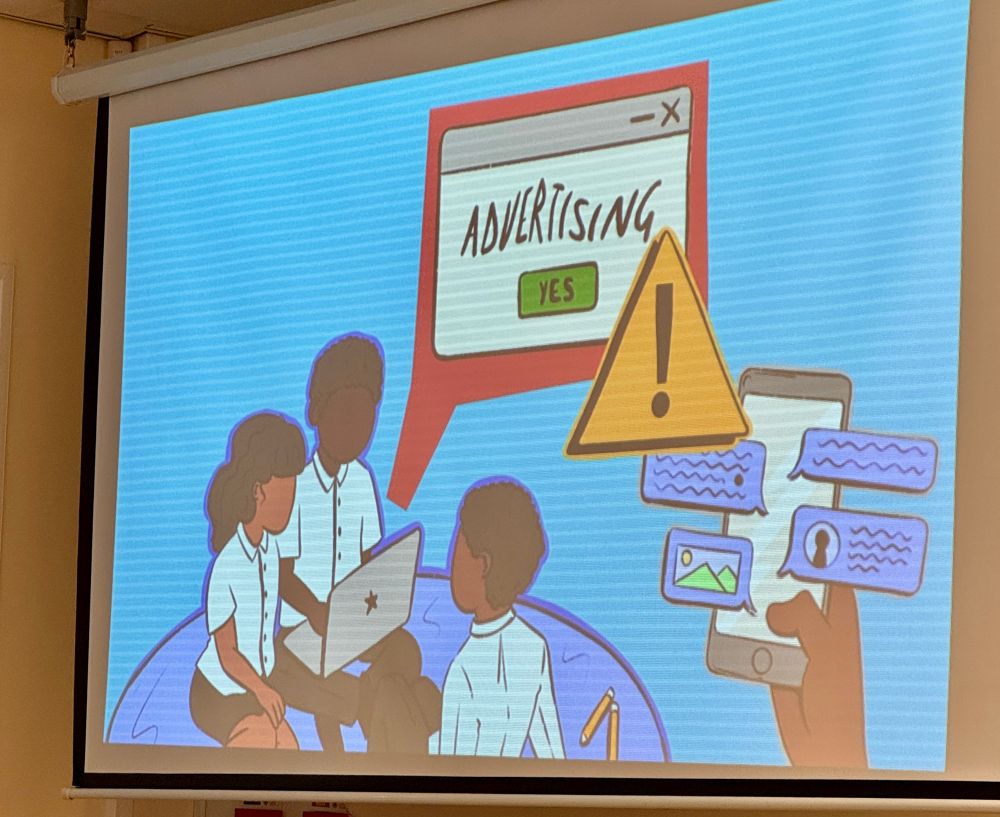 A photo from slides shown at the ‘Data Tech and Black Communities’ report launch: “what if we took stewarding children’s data seriously?”

This slide is talking about the advertising in EdTech 