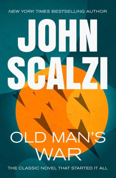 The latest cover of Old Man's War, which is very green and orange. My name is also very large on it. 