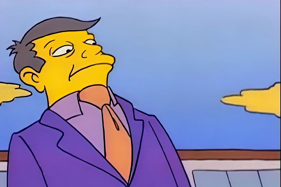Skinner looking down disdainfully, probably at Bart